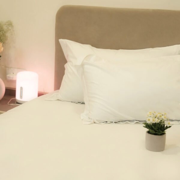 Reysha Solid Colour Premium Cotton Bedsheet- White Pearl 400 TC