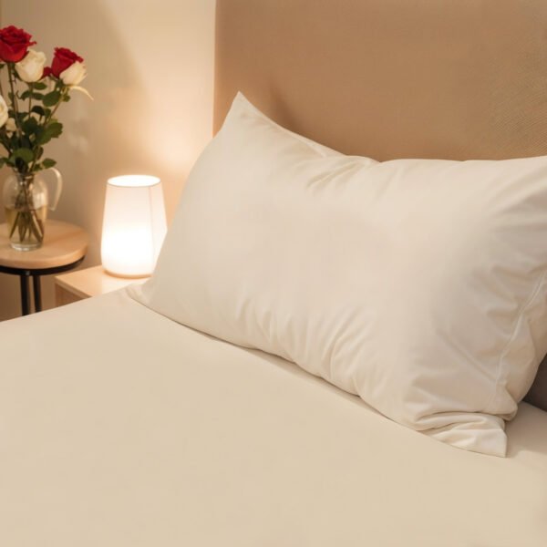 Reysha Solid Colour Premium Cotton Bedsheet- White Pearl 400 TC - Image 2