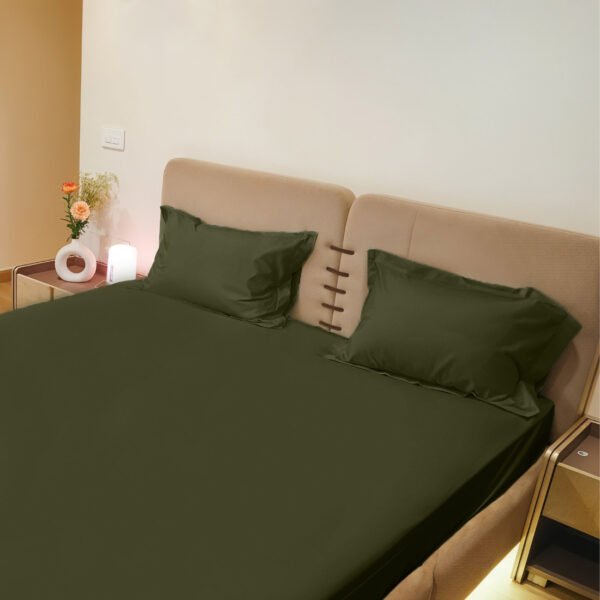 Reysha Solid Colour Premium Cotton Bedsheet- Secret Garden 500 TC - Image 4