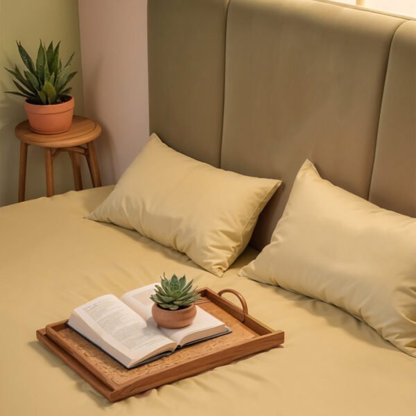Reysha Solid Colour Premium Cotton Bedsheet- Sunlit Honey 200 TC