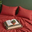 Reysha Solid Colour Premium Cotton Bedsheet-Scarlet Dusk 200 TC