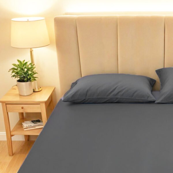Reysha Solid Colour Premium Cotton Bedsheet- Ashwood Grey 400 TC - Image 2