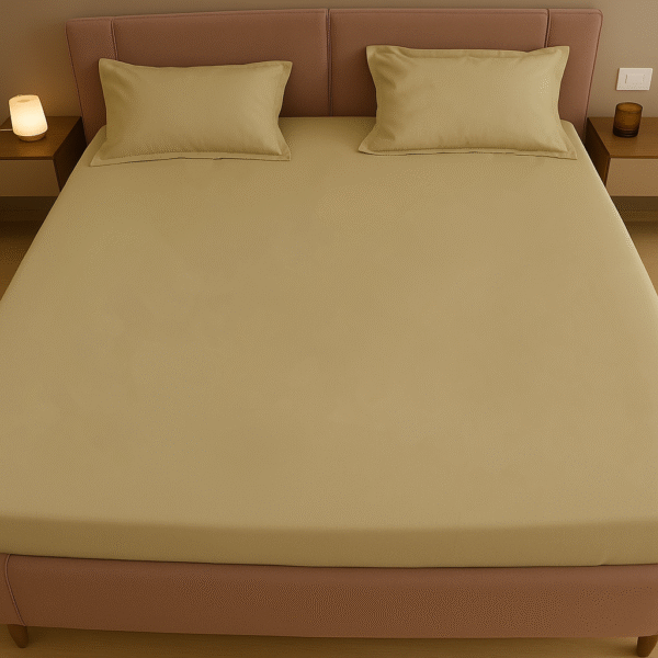 Reysha Solid Colour Premium Cotton Bedsheet- Desert Glow 200 TC - Image 2
