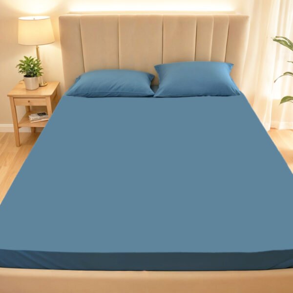 Reysha Solid Colour Premium Cotton Bedsheet- Bermuda Grey 400 TC - Image 3