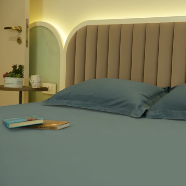 Reysha Solid Colour Premium Cotton Bedsheet- Teal Lagoon 400 TC