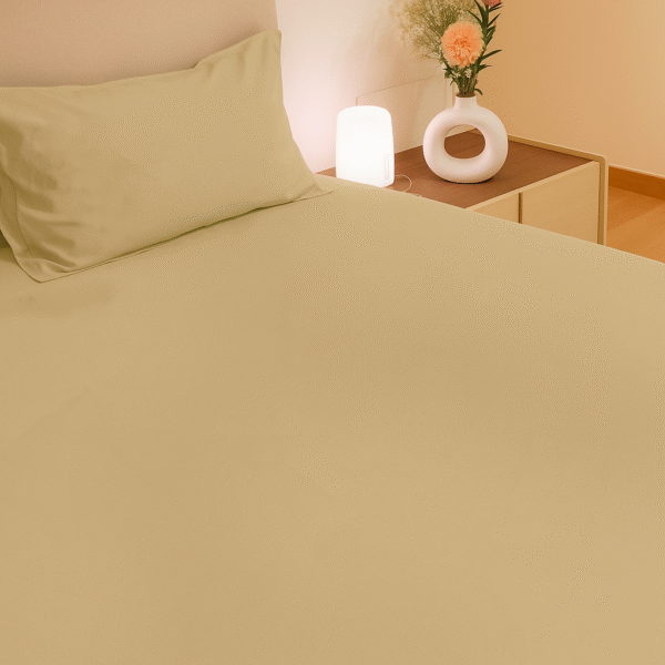 Reysha Solid Colour Premium Cotton Bedsheet- Desert Glow 200 TC - Image 3