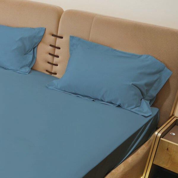 Reysha Solid Colour Premium Cotton Bedsheet- Bermuda Grey 400 TC
