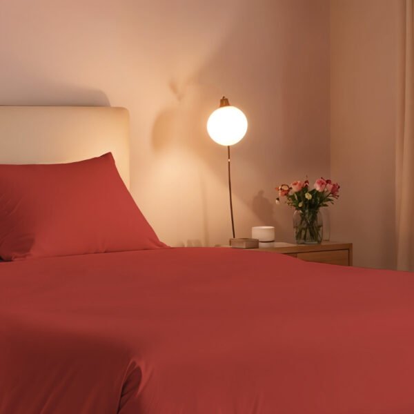 Reysha Solid Colour Premium Cotton Bedsheet-Scarlet Dusk 200 TC - Image 3