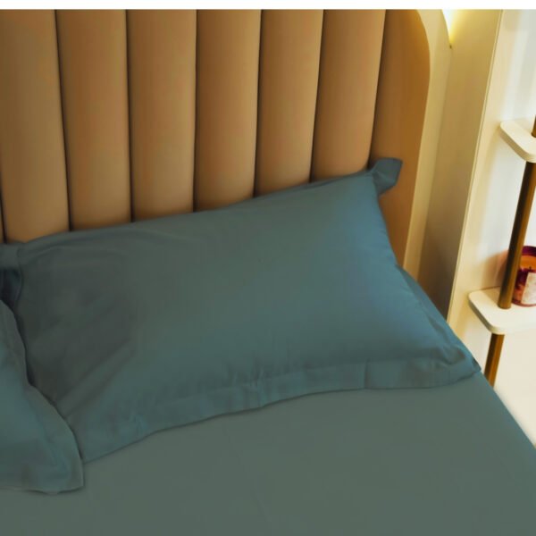 Reysha Solid Colour Premium Cotton Bedsheet- Teal Lagoon 400 TC - Image 3