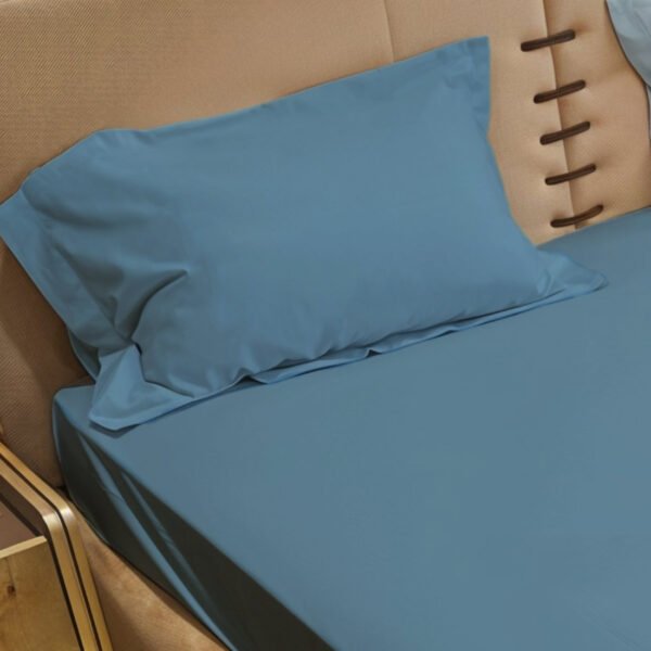 Reysha Solid Colour Premium Cotton Bedsheet- Bermuda Grey 400 TC - Image 2