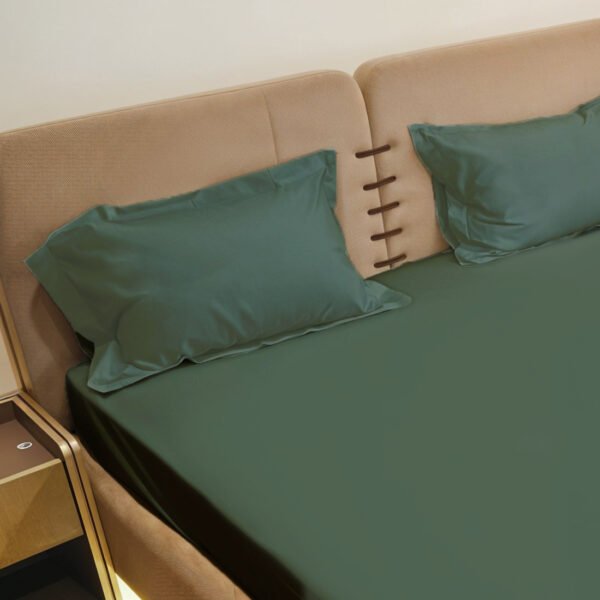 Reysha Solid Colour Premium Cotton Bedsheet- Teal Lagoon 400 TC - Image 2