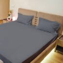Reysha Solid Colour Premium Cotton Bedsheet- Ashwood Grey 400 TC