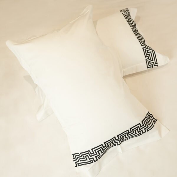 Reysha Embroidery Cotton Bedsheet-  Maze Muse pearl white 400 TC - Image 2