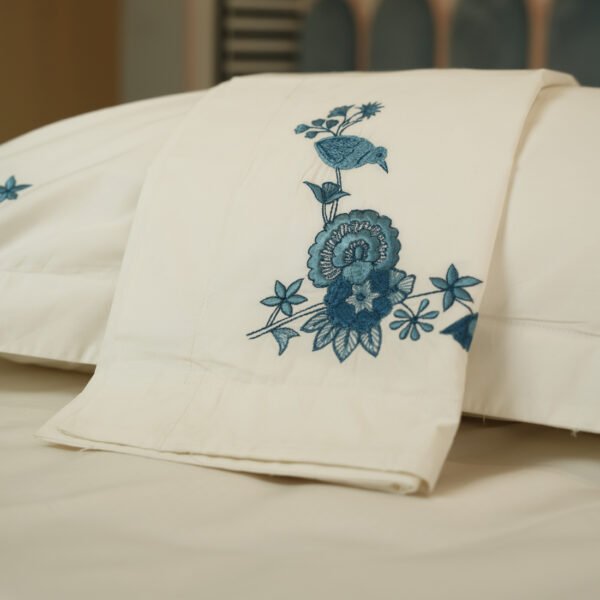 Reysha Embroidery Cotton Bedsheet Whispering Wings- 400 TC - Image 5