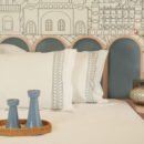 Reysha Embroidery Cotton Bedsheet- Linear Lux pearl white 400 TC