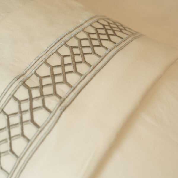 Reysha Embroidery Cotton Bedsheet- Linear Lux pearl white 400 TC - Image 4