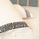 Reysha Embroidery Cotton Bedsheet-  Maze Muse pearl white 400 TC