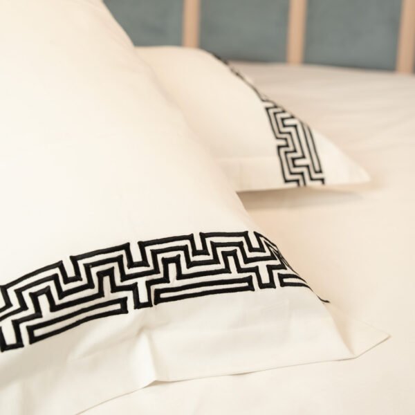 Reysha Embroidery Cotton Bedsheet-  Maze Muse pearl white 400 TC - Image 3